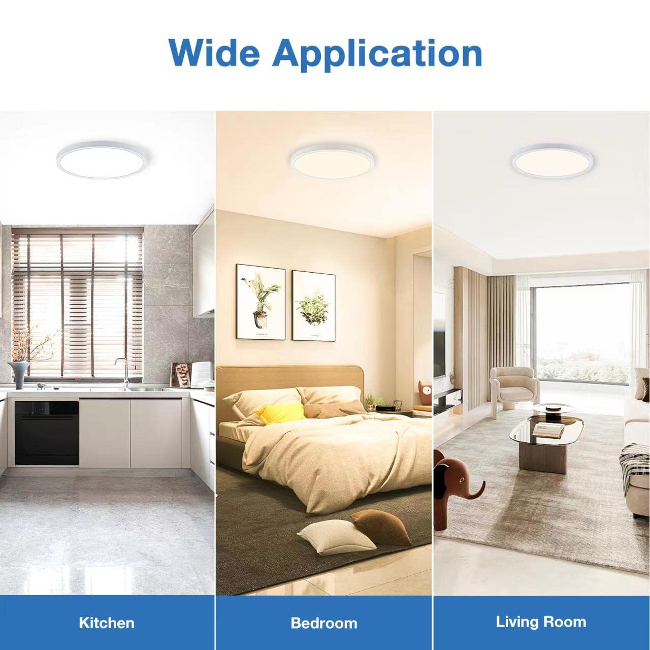 CycevSun 15.8 Inch Dimmable LED Ceiling Light Flush Mount, 3000K-4000K-5000K Selectable - 24W Super Bright 2400LM - Slim Large Round White Trim, 2 Pack