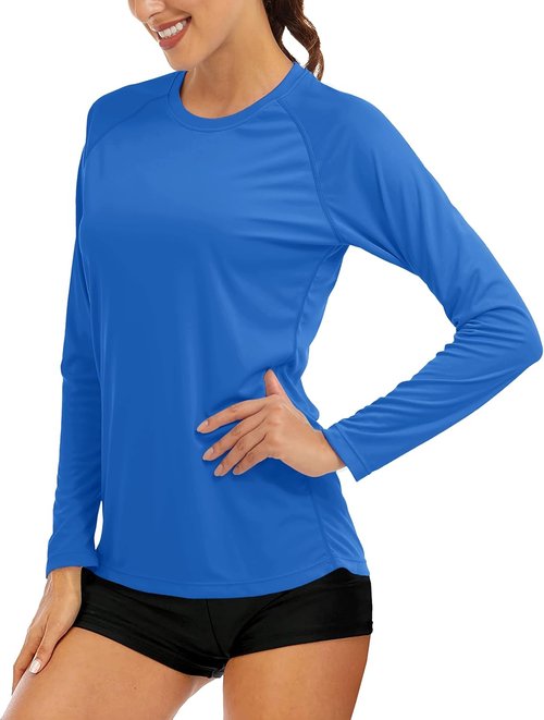 MAGCOMSEN Women's Long Sleeve UPF 50+ Sun Protection Shirt - Ideal for Hiking, Fishing & Workouts