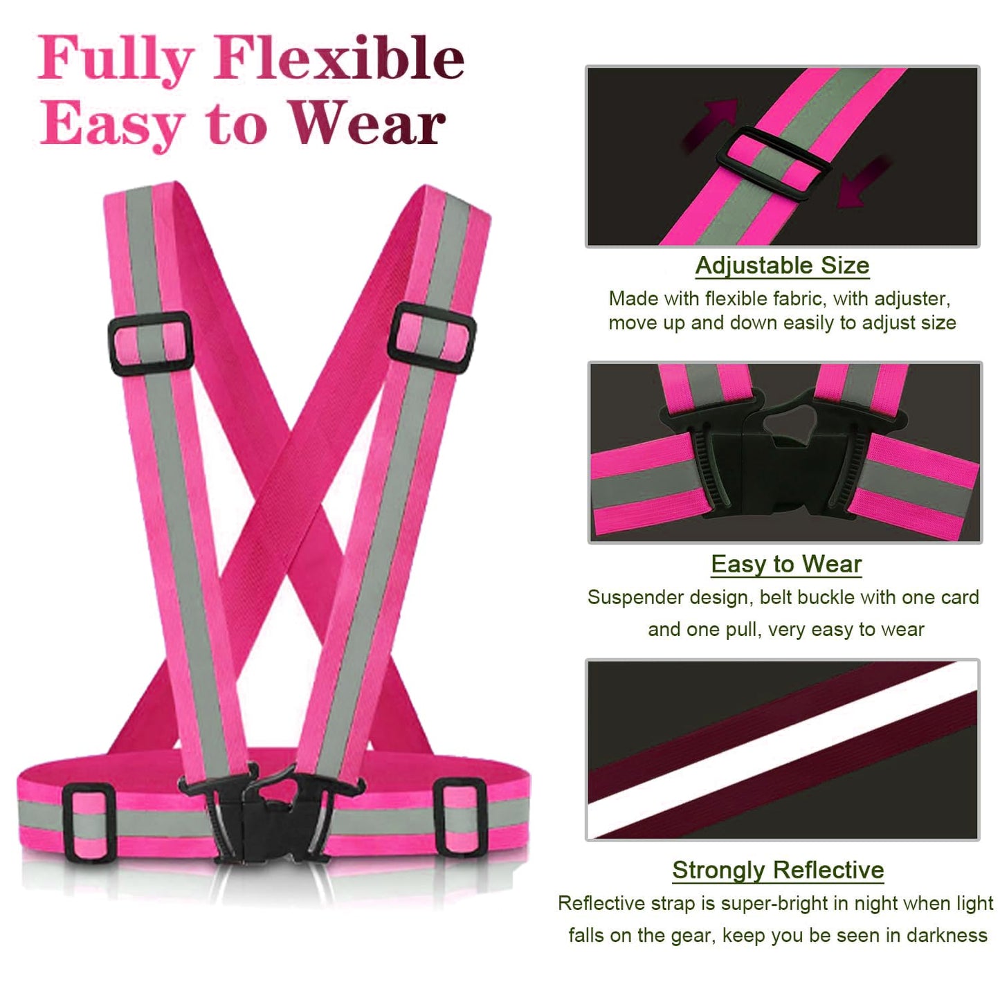 SAWNZC Reflective Vest Running Gear, 2Pack High Visible Safety VES for Cycling Jogging Running Walking, Adjustable for Men Women
