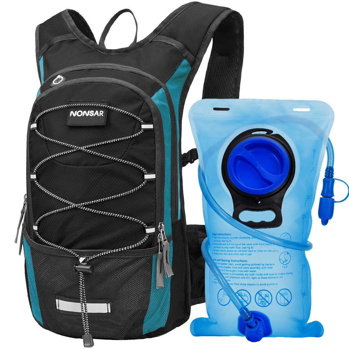 NONSAR Hydration Backpack, Hiking Backpack with 3L Water Bladder, Lightweight Insulation Hydration Pack, Water Backpack for Hiking, Cycling, Running, Festival, Camping for Men Women