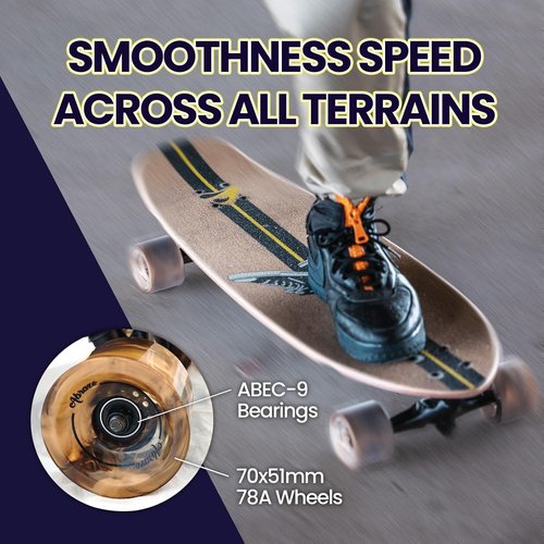Abrazo 33x9.5 Pro Cruiser Skateboard for Kids Teens & Adults,Surfskate Board,7-Layer Canadian Maple Wood Double Kick Concave Deck,ABEC-9 Bearings,70mm Wheels,Aluminum Trucks