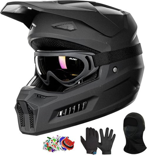 ILM Youth Dirt Bike Helmet - Stylish Stickers & Goggles Included | DOT Certified MT601Y