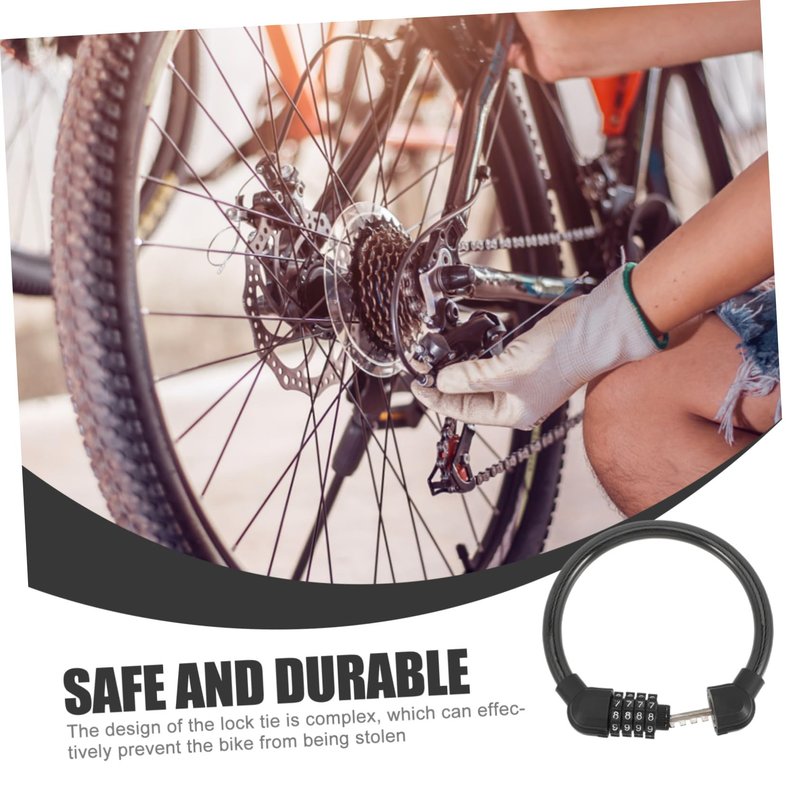 ETHZZLE 2-Pack Four-Digit Combination Bike Locks Wear-Resistant Cable Locks for Motorcycles Portable Heavy Duty Cycle Accessory for Outdoor Security
