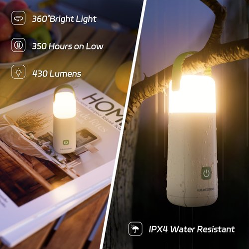 HALOSTORMS Camping Lantern, 350 Hours Running Time Rechargeable Lantern, 3200mAh Lantern Flashlight with 4 Modes, Waterproof Tent Light for Hiking, Emergency, Power Outages (Green 1PK)
