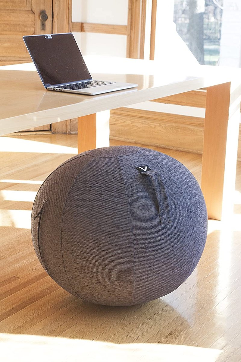 Vivora Luno - Sitting Ball Chair for Office and Home, Lightweight Self-Standing Ergonomic Posture Activating Exercise Ball Solution with Handle & Cover, Classroom & Yoga, Standard