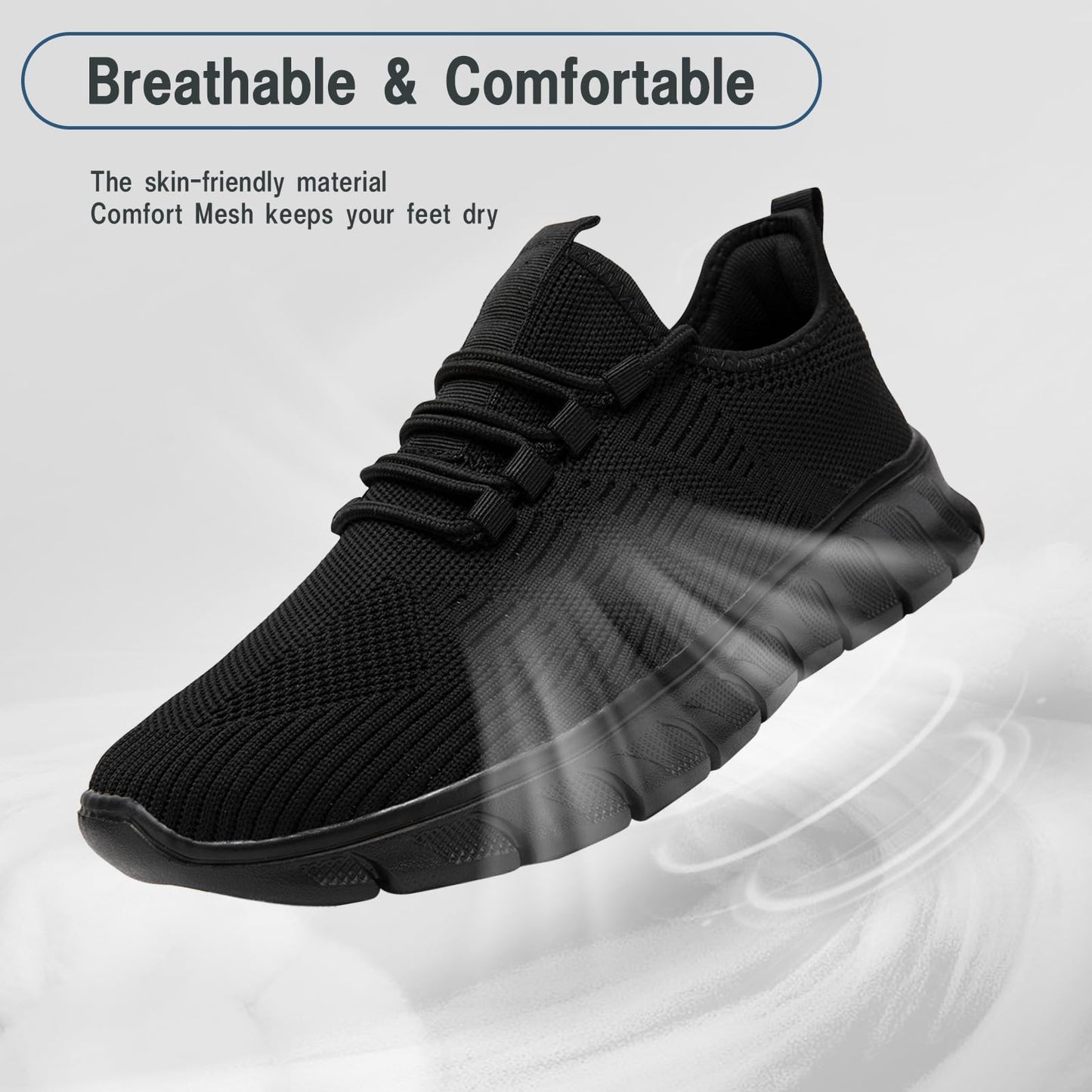 Damyuan Shoes for Women Tennis Running Sneakers Lightweight Mesh Fashion Sport Comfy Breathable Office Woman Shoes,Black,Size 8