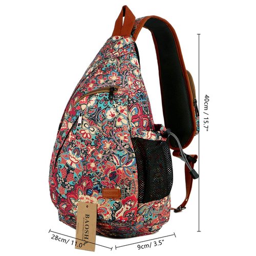 Baosha Large Sling backpack Crossbody Shoulder Chest Bag Travel Hiking Daypack for Women XB-04 (Multicolored)