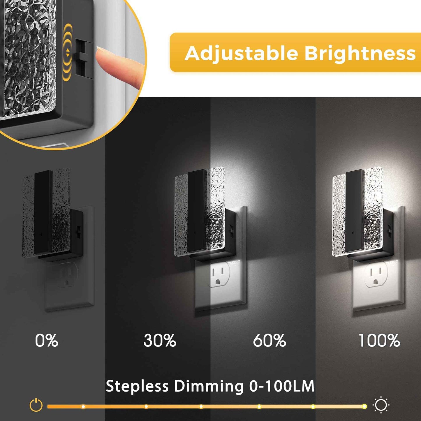 L LOHAS LED Night Lights Plug Into Wall, 2 Pack Night Light with Dusk-to-Dawn Sensor, Dimmable Decorative LED Nightlights, 0-100LM 5000K Adjustable Brightness for Bathroom, Hallway, Bedroom,Stairway