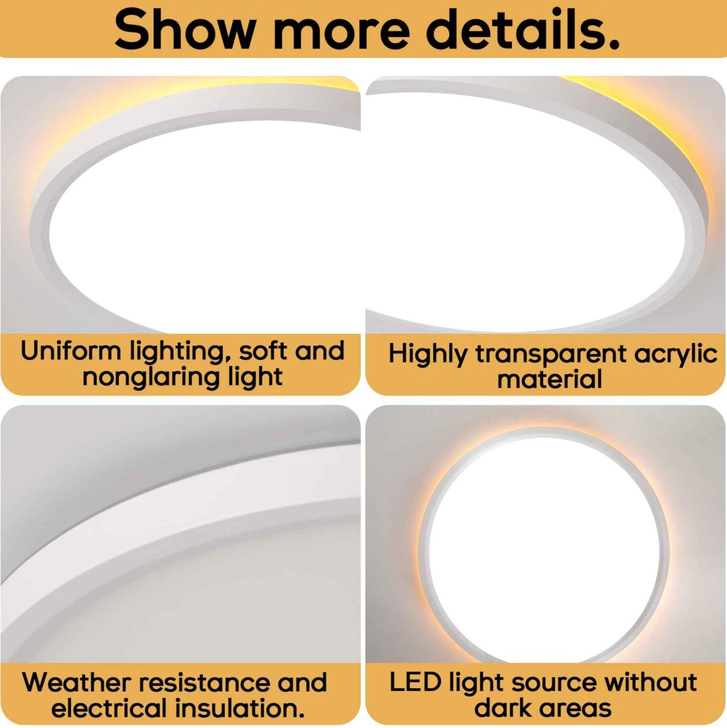 Mille Lucciole LED Flush Mount Ceiling Light Fixture Dimmable Ceiling Lights White 8.7 Inch 24W 2400LM 3CCT Color Adjustable Led Ceiling Light fixtures with Remote Control, Night Lights