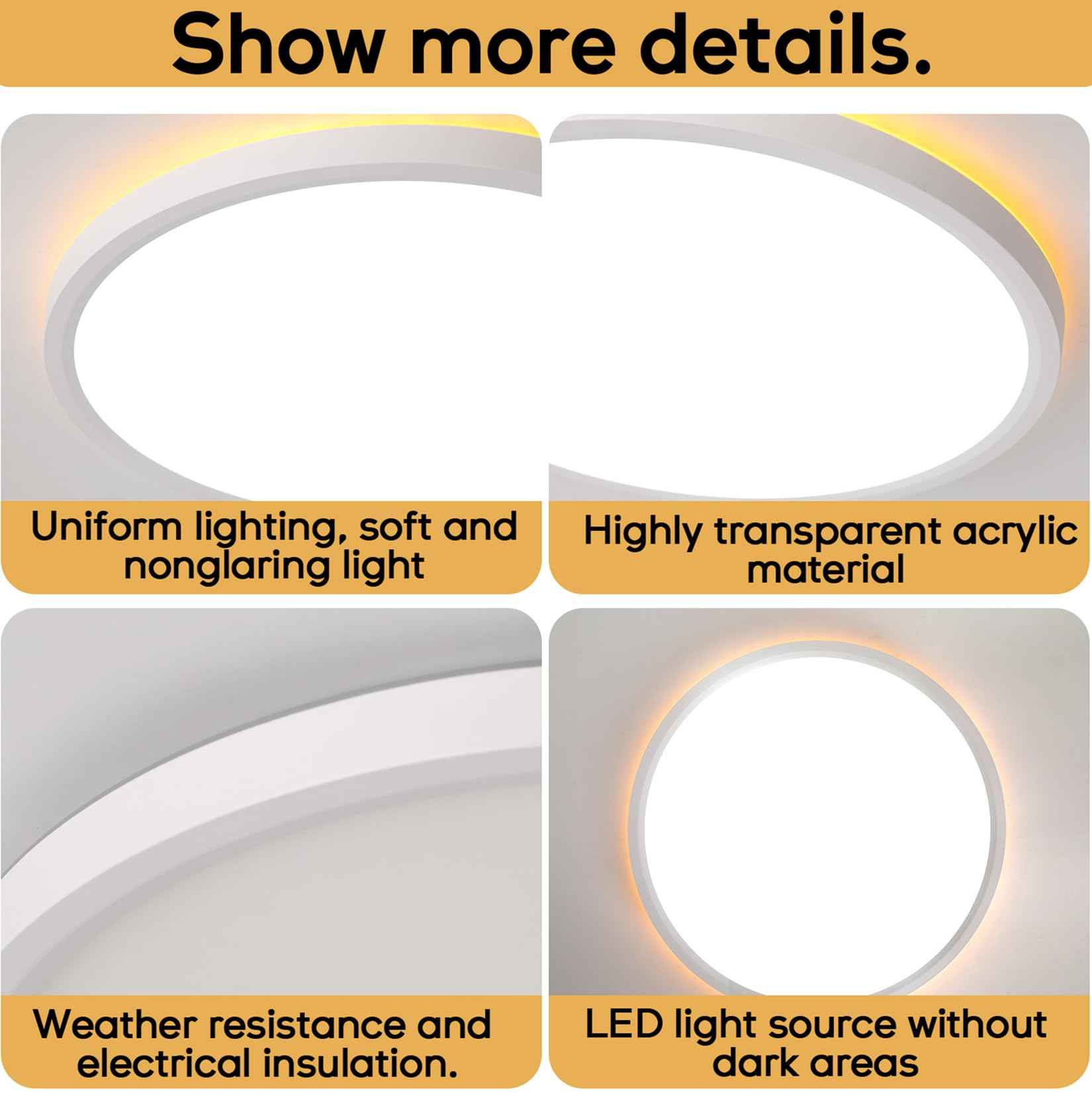 Mille Lucciole LED Flush Mount Ceiling Light Fixture Dimmable Ceiling Lights White 8.7 Inch 24W 2400LM 3CCT Color Adjustable Led Ceiling Light fixtures with Remote Control, Night Lights