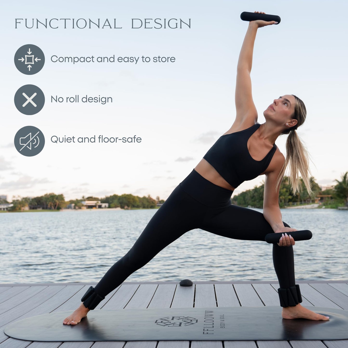 FFLLOOWW 2.2 lb Dumbbells for Training, Exercise & Home Workouts – Yoga, Pilates, Sculpting, Toning & Strength (Set of 2)