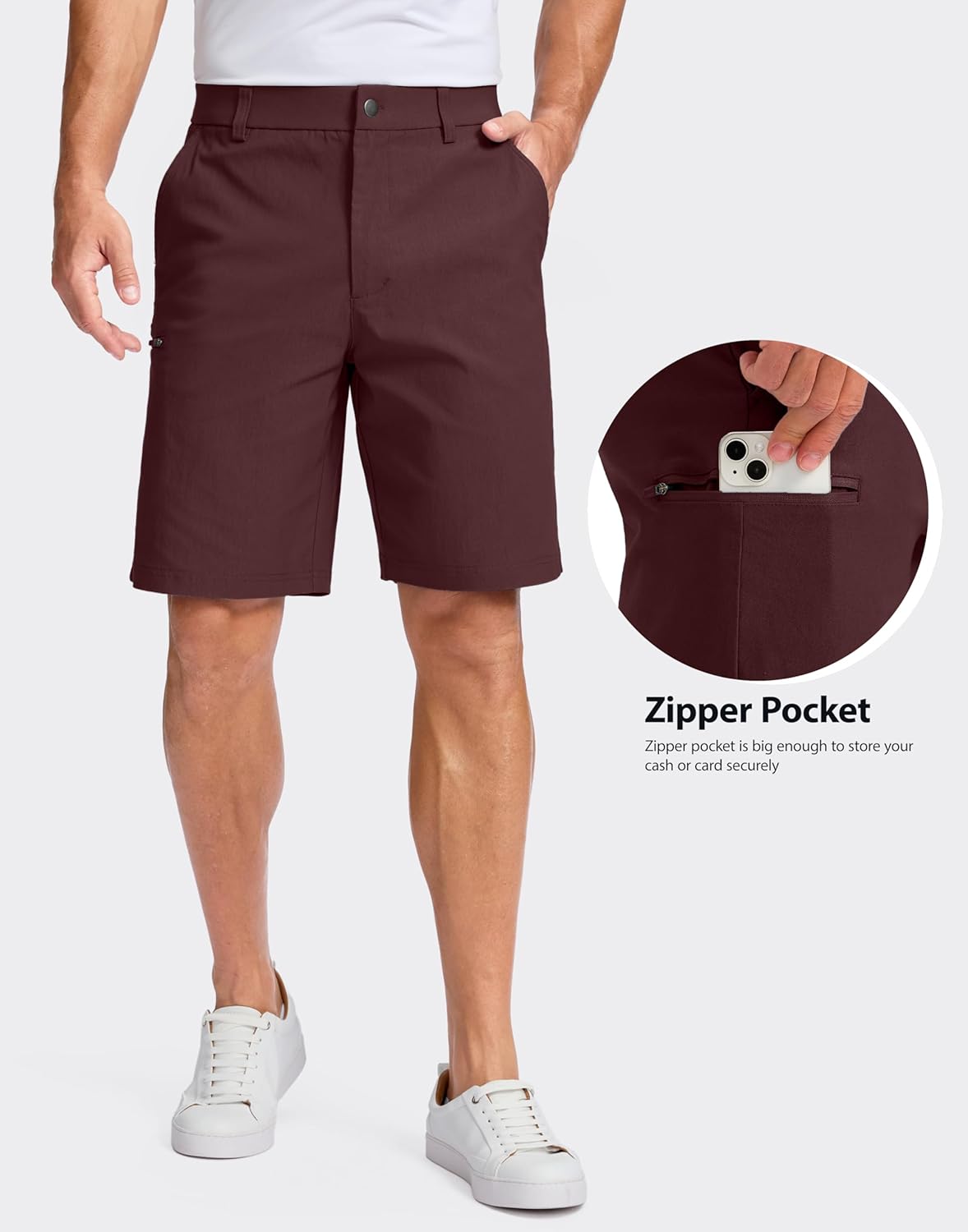 Pudolla Men's Golf Shorts - Stretchy Casual 7/9 Inch Design with 4 Pockets | Quick Dry Lightweight