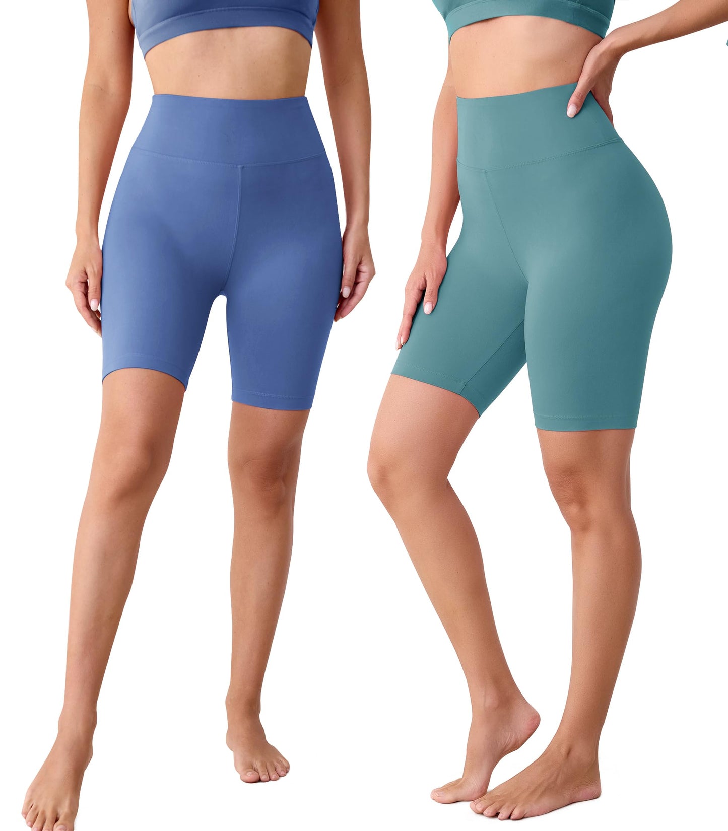VALANDY Creamlush 4 Pack Biker Shorts Women-8" High Waisted Stretchy Soft Yoga Lounge Shorts