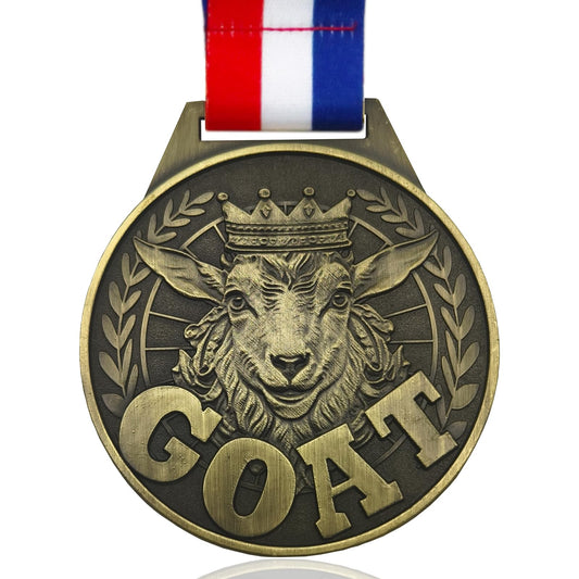 YUJUE Goat Medal - 3" Greatest Champion Medal of All Time, Goat Pendant Medal with Neck Strap, Goat Award Chain for Football Basketball Sports Championship MVP Award and Tournament League Champion