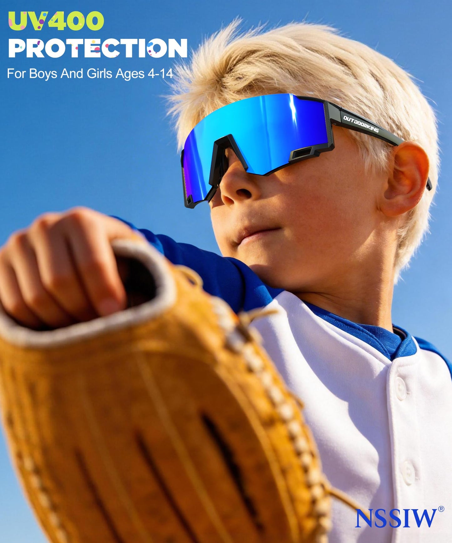 NSSIW Kids Sunglasses Boys Sun-Glasses: Sports Youth Baseball Sunglasses Girls with UV400 Unbreakable 3 Pack Age 4-14