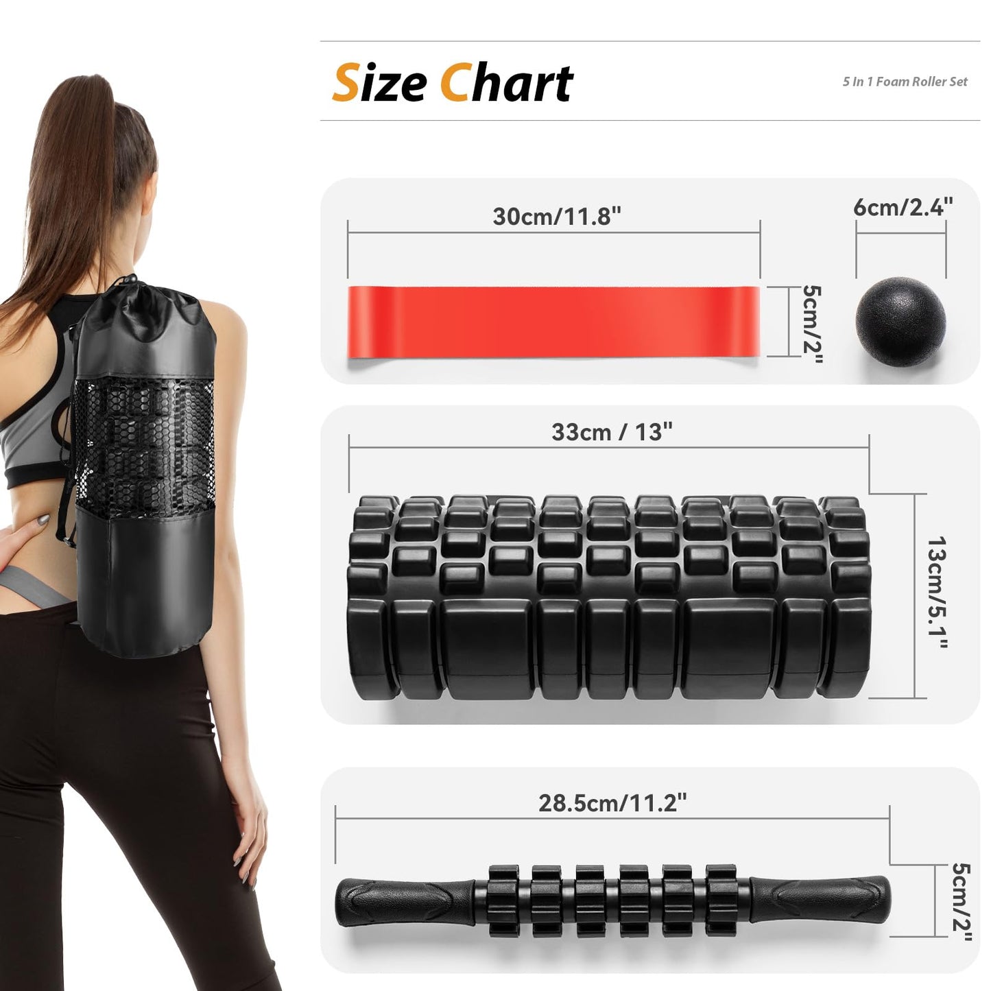 5-in-1 Foam Roller Set High Density Deep Tissue Muscle Massage