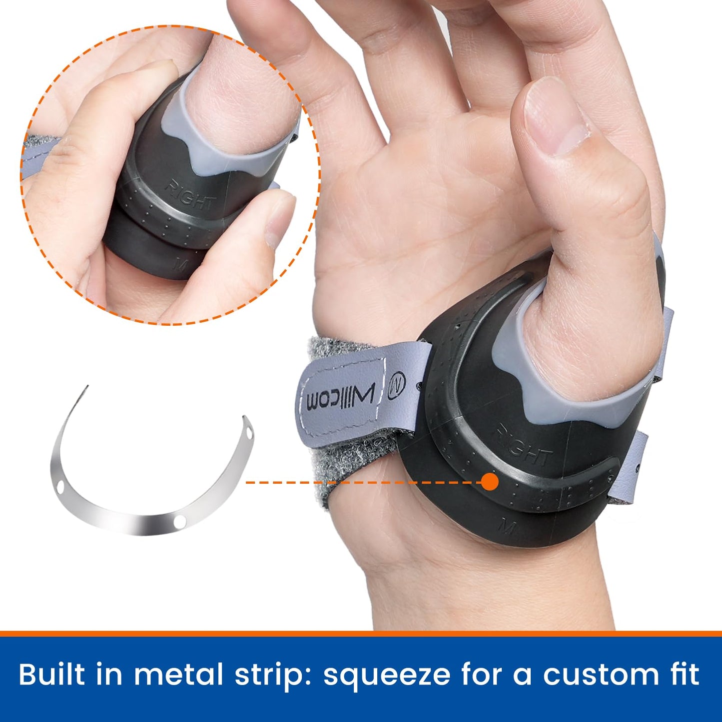 Willcom CMC Joint Thumb Stabilizer Brace for Osteoarthritis, Arthritis Pain Injury Relief Support, Spica Splint for Women and Men(Right Hand, Medium,7 3/4″- 8 7/8″)