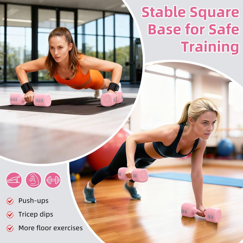 Nimsqury 11LB Adjustable Dumbbell Set, 4 Levels Hand Weight Set for Women/Men Each 2.2/3.3/4.4/5.5LB, Weights Dumbbells for Home Gym Exercise & Fitness (Pink)