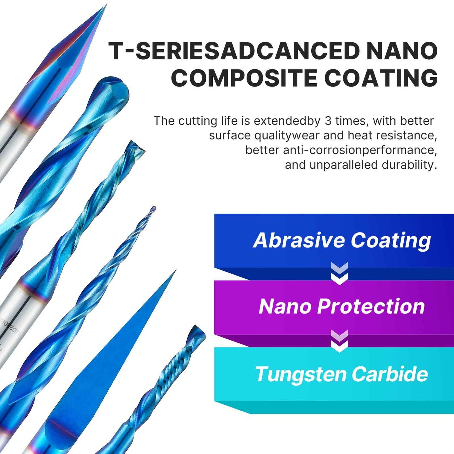 Turnextte 30 Degree V-Groove Engraving Bit, Carbide CNC Chamfer End Mill 3 Flutes 1/4 inch Cutting Diameter and 1/4 inch Shank with Nano Blue Coated Carbide End Mill for Carving Engraving