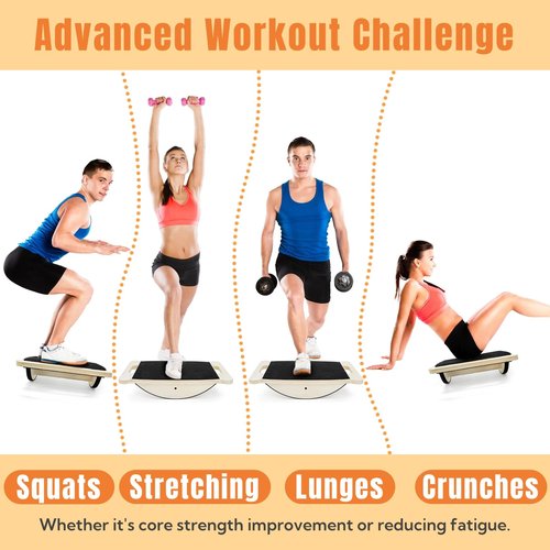 ELFULLY Wooden Balance Board, 350LBS Wobble Board with Handle for Adults, Anti-Slip Rocker Boards for Physical Therapy & Core Strength, Balancing Boards for Office Standing Desk