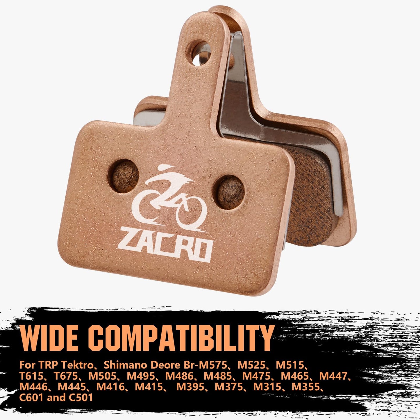 Zacro Bike Brake Pads, 2 Pairs Semi-Metalli Bicycle Disc Brake Pads Fit for Tektro Shimano TRP Br-M575 B01s Mt200 M525 M515 T615 T675 M505 M495 M486 M485, Mountain MTB Ebike Brake Pads Replacement