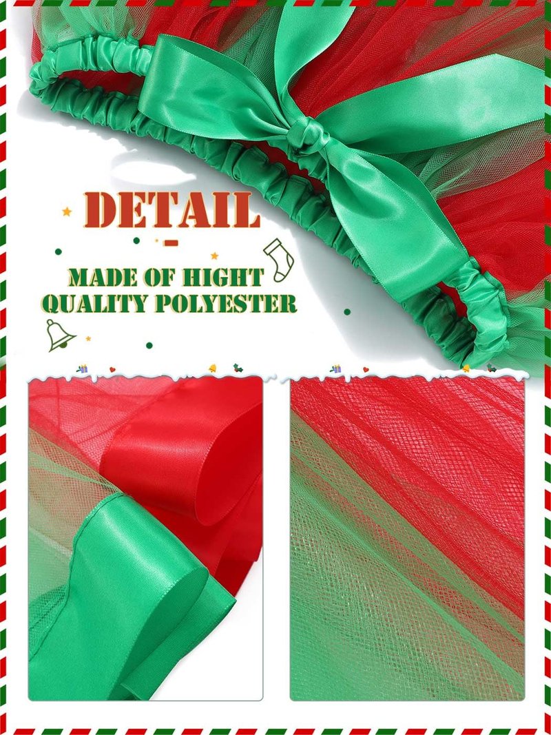 TWINKLEDE Christmas Costume Tutu Skirt Festival Outfit Tulle Skirts Xmas Party Tutus for Women (A Red & Green)