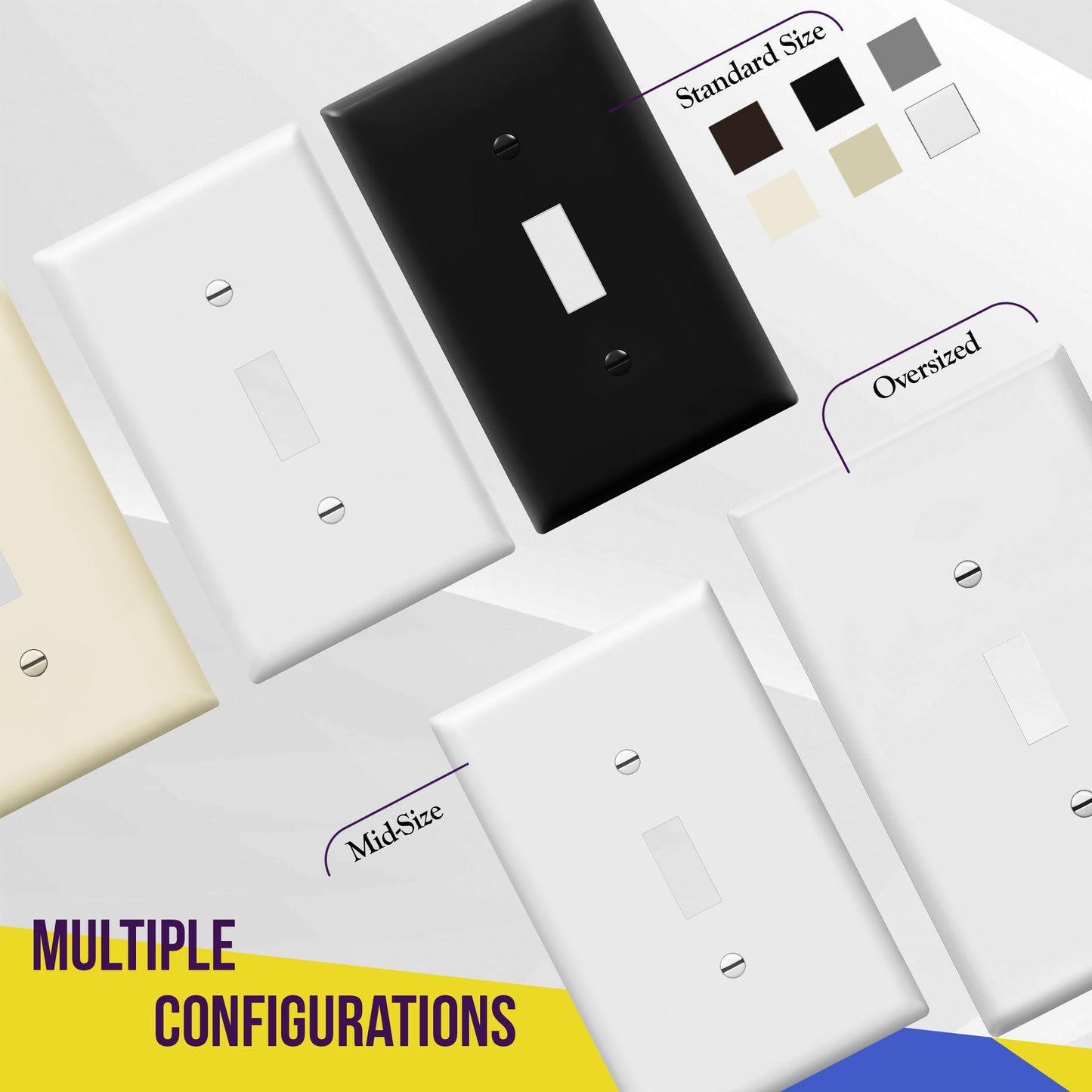 ENERLITES Triple Light Switch Wall Plate, Gloss Finish, Standard Size 3-Gang 4.50" x 6.38", Unbreakable Polycarbonate Thermoplastic, 8813-W-3PCS, White, 3 Pack