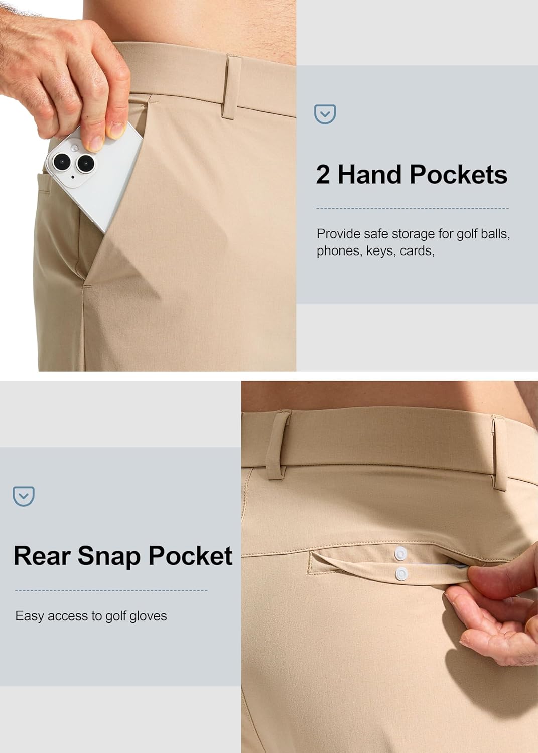Pudolla Men's Golf Pants - Lightweight Stretch Casual Slacks | Quick-Dry Comfort in 30"/32"/34" Sizes