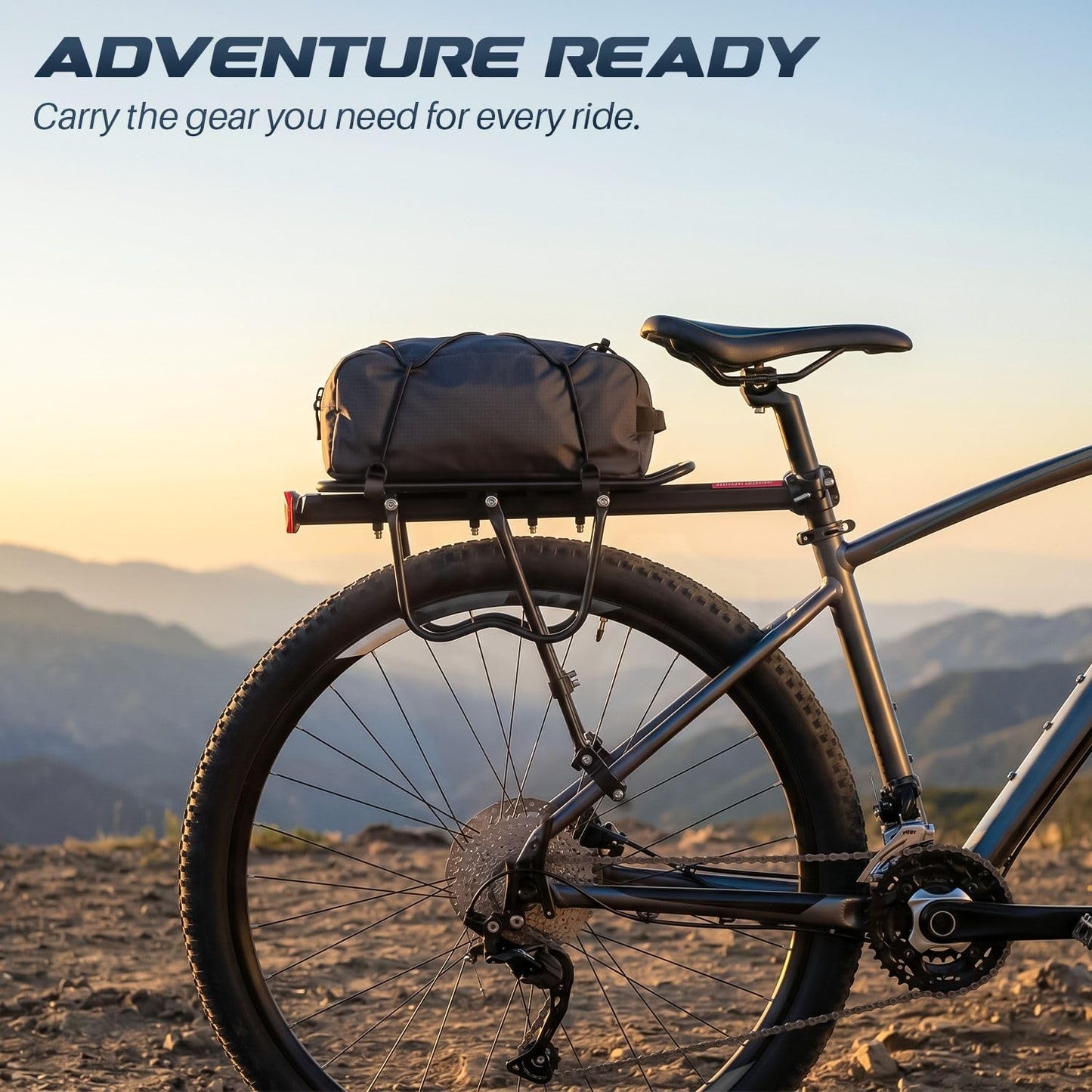 Flexzion Bike Rear Rack Mount - Bicycle Back Seat Pannier Luggage Backpack Cargo Basket Carrier Rack Adjustable Aluminum Alloy for Road MTB Mountain Folding Bike with Red Reflector 110Lb Capacity