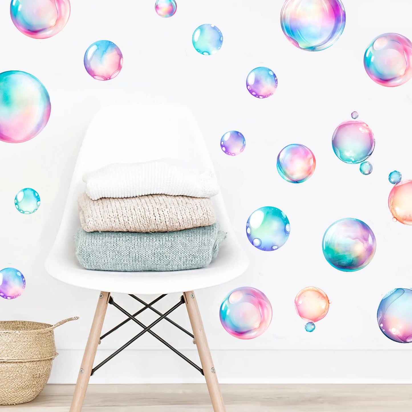 Soap Bubbles Decals,66-Set Colorful Bubble Stickers Undersea World,Bathroom Decals for Walls,Ceramic Tiles and Furniture