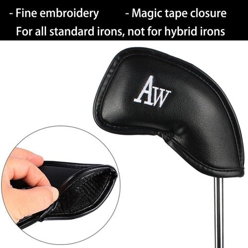 KFYIOE Golf Iron Head Covers (12-Pack) Synthetic Leather Waterproof Club Head Covers for Standard Irons – Magic Tape Closure, Universal Fit & Anti-Loss Design