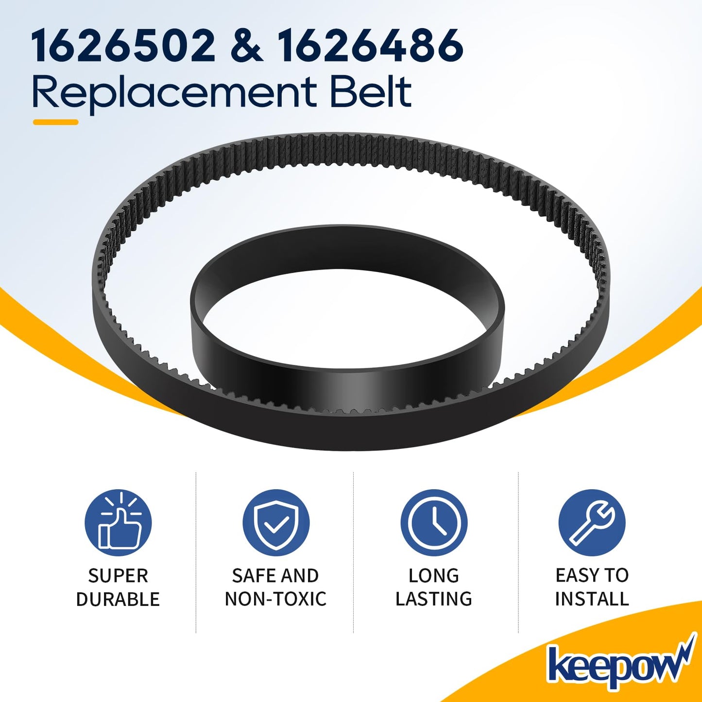 KEEPOW Replacement Belts Set for Bissell 3071 PowerForce PowerBrush Pet XL and TurboClean DualPro Pet 3072, 3067, 30673, 3109 Carpet Cleaner, Parts 1626502 & 1626486 (2+2 Pack)