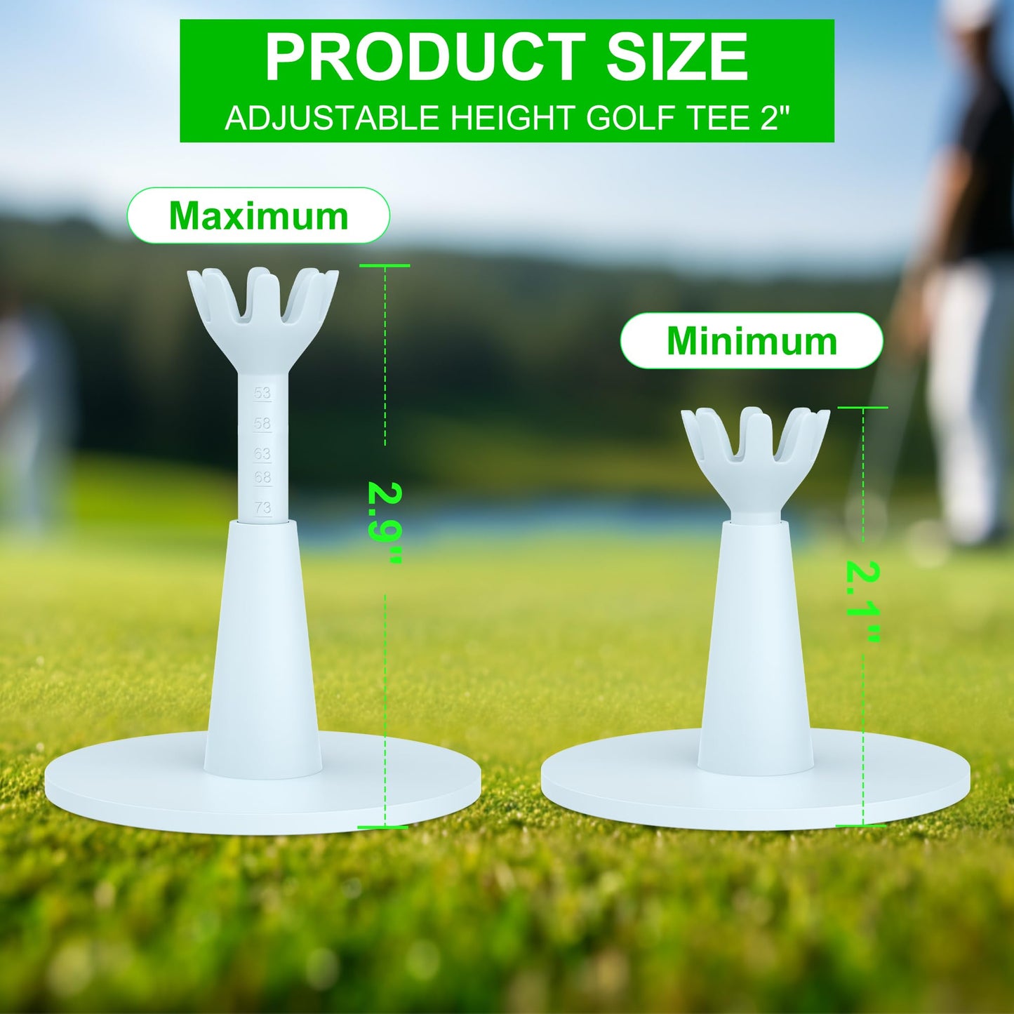 Asyxstar Adjustable Golf Tees - Golf Accessories for Men, Adjustable Golf tee Heights Range from 2.1" to 2.9" - No Need to Repeatedly Pick Up