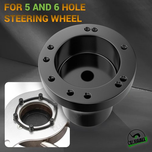 CLUBRALLY Golf Cart Steering Wheel Adapter for EZGO TXT & RXV with 5-6 holes Steering Wheel-Black