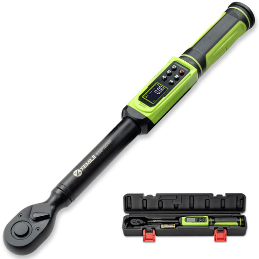 XEIMILE Digital Torque Wrench 3/8"Drive-1.5-99.6Ft.Lb/2.02-135N.m,Electric Torque Wrench With Vibration Buzzer LED Indicator,±2% Accuracy Five Units for Bike Motorcycle Car Auto Repair,DIY,Green Black