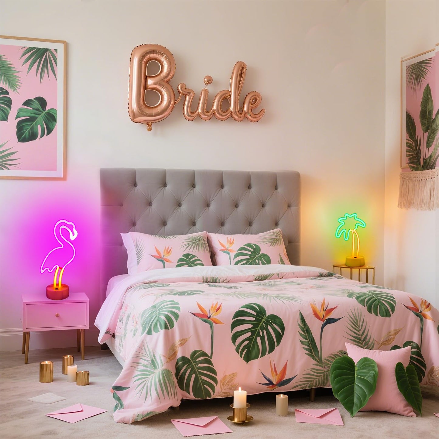 UrsaMajor 2 Pack Neon Signs, Pink Flamingo & Neon Palm Tree, USB/Battery Powered, Energy Efficient, Decor Lights for Girls Bedroom, Party, Dining Tables, Office desk, Valentine Gifts