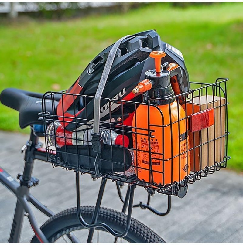 Takelablaze Folding Rear Bicycle Basket, Metal Wire, Black, 55 lbs, 14.5 x 10.6 x 7.8 inches, Rack Mount, Universal