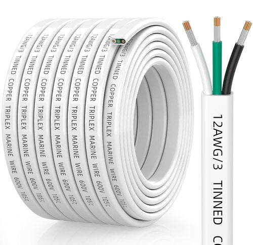 CONEPY 12 Gauge Marine Wire - IP68 Waterproof Tinned Copper Cable for Boats, RVs & Solar | 30FT