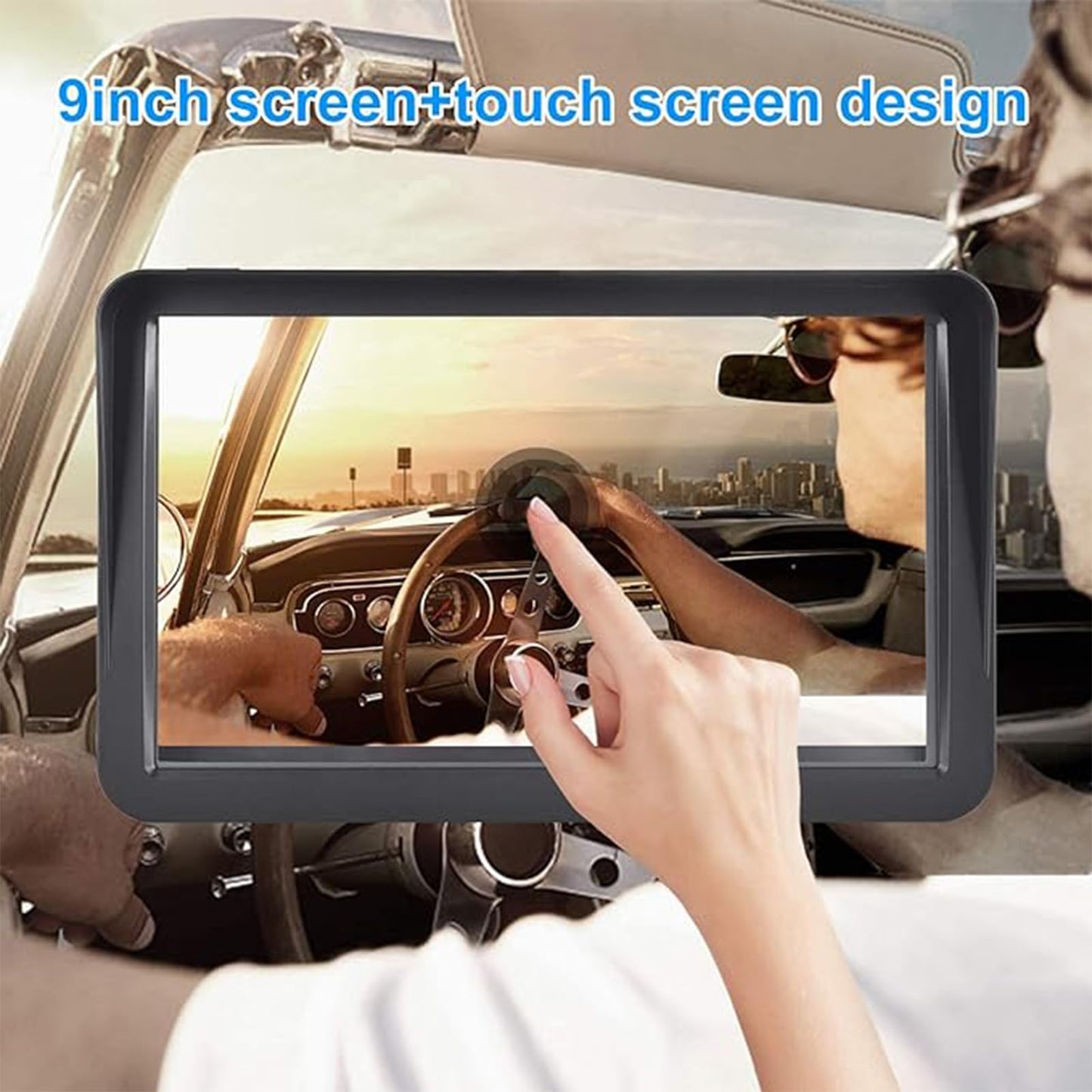 GPS Navigator for Car, Truck GPS 9 Inch Touch Screen, Latest 2025 Maps for Car GPS, RV GPS Support Voice Turn-by-Turn Guidance, Speed and Red Light Warning, Custom Truck Routing