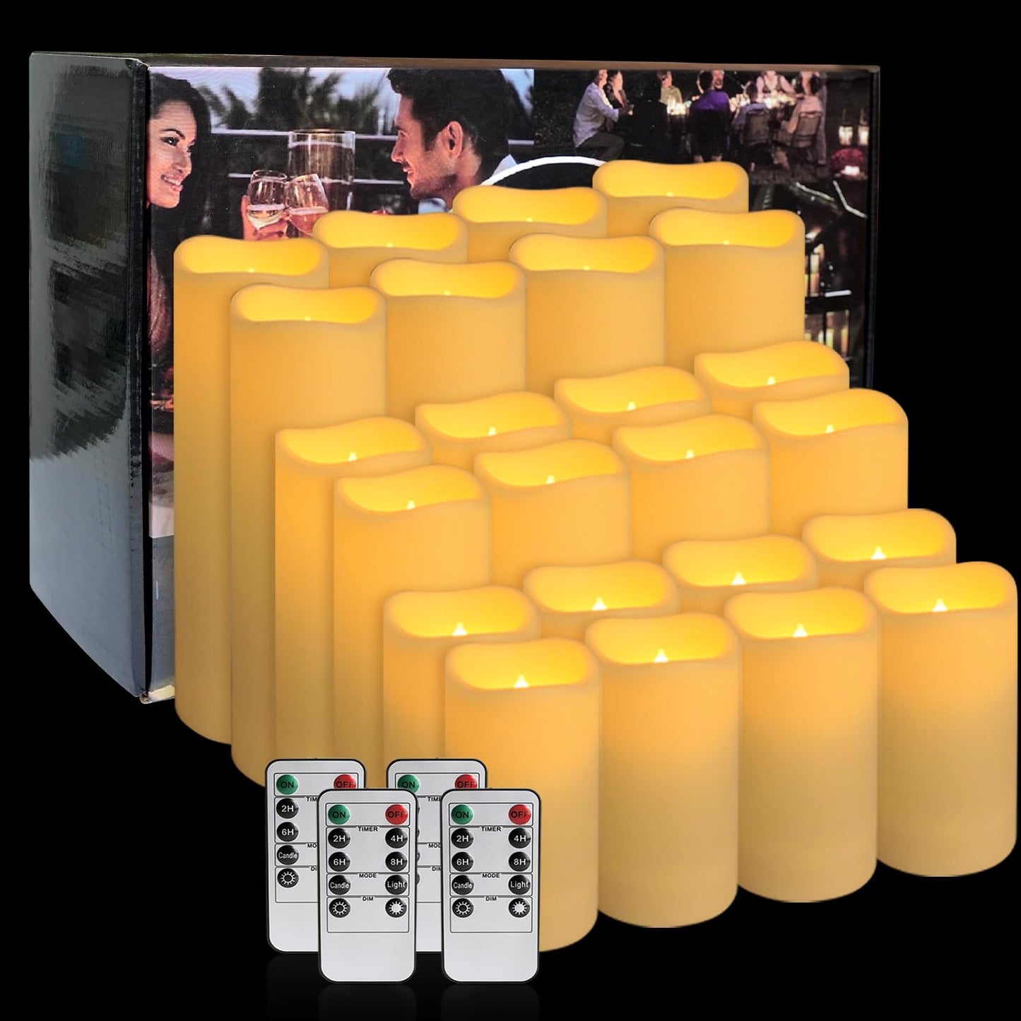 CAKETYCG 24-Pack LED Flameless Candles with Remote Control - Perfect for Home, Parties, and Special Occasions - Create a Magical Ambiance Effortlessly(Three Sizes).