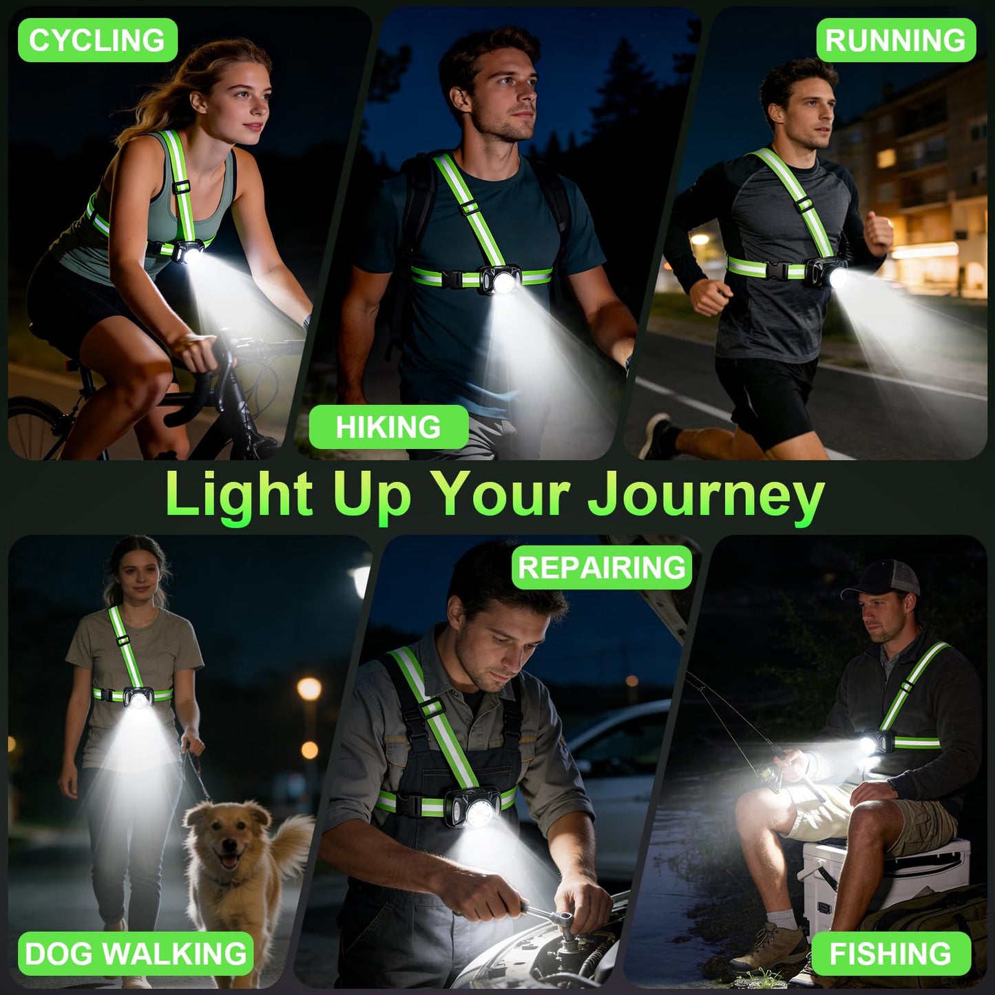 1000LM Running Lights for Runners, Reflective Runming Vest with LED Lights