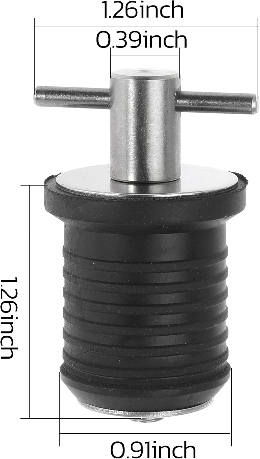 Boat Plug Set by [Brand Name] - 4-Pc T Handle Drain Plugs with Brass/Stainless Steel Handle | 1 Inch