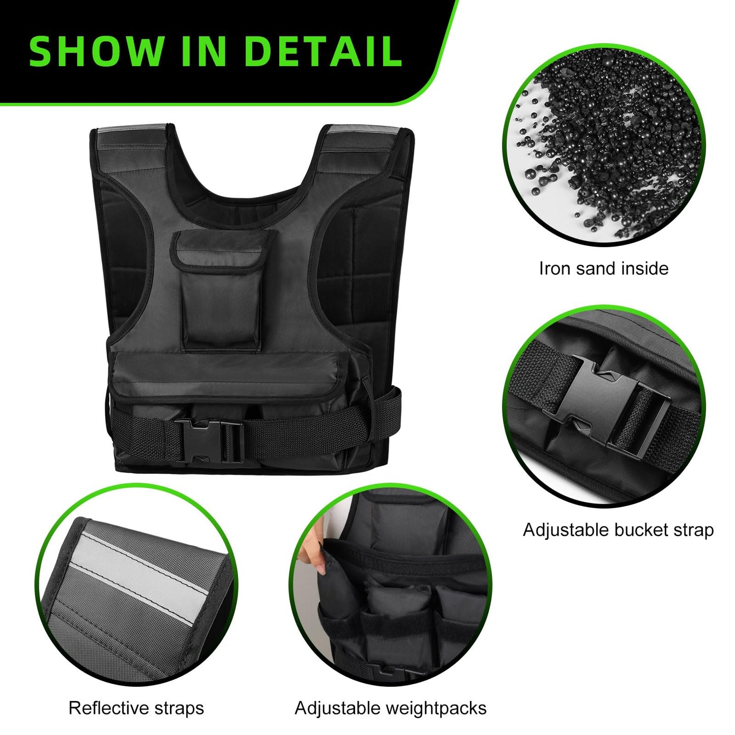 Adjustable Weighted Vest for Women, Customizable 0-18 lbs Strength Training Vest with 10 Removable Sandbag, Breathable Design, Reflective Safety Strips & Multi-Purpose Pockets for Running, Hiking, and Fitness