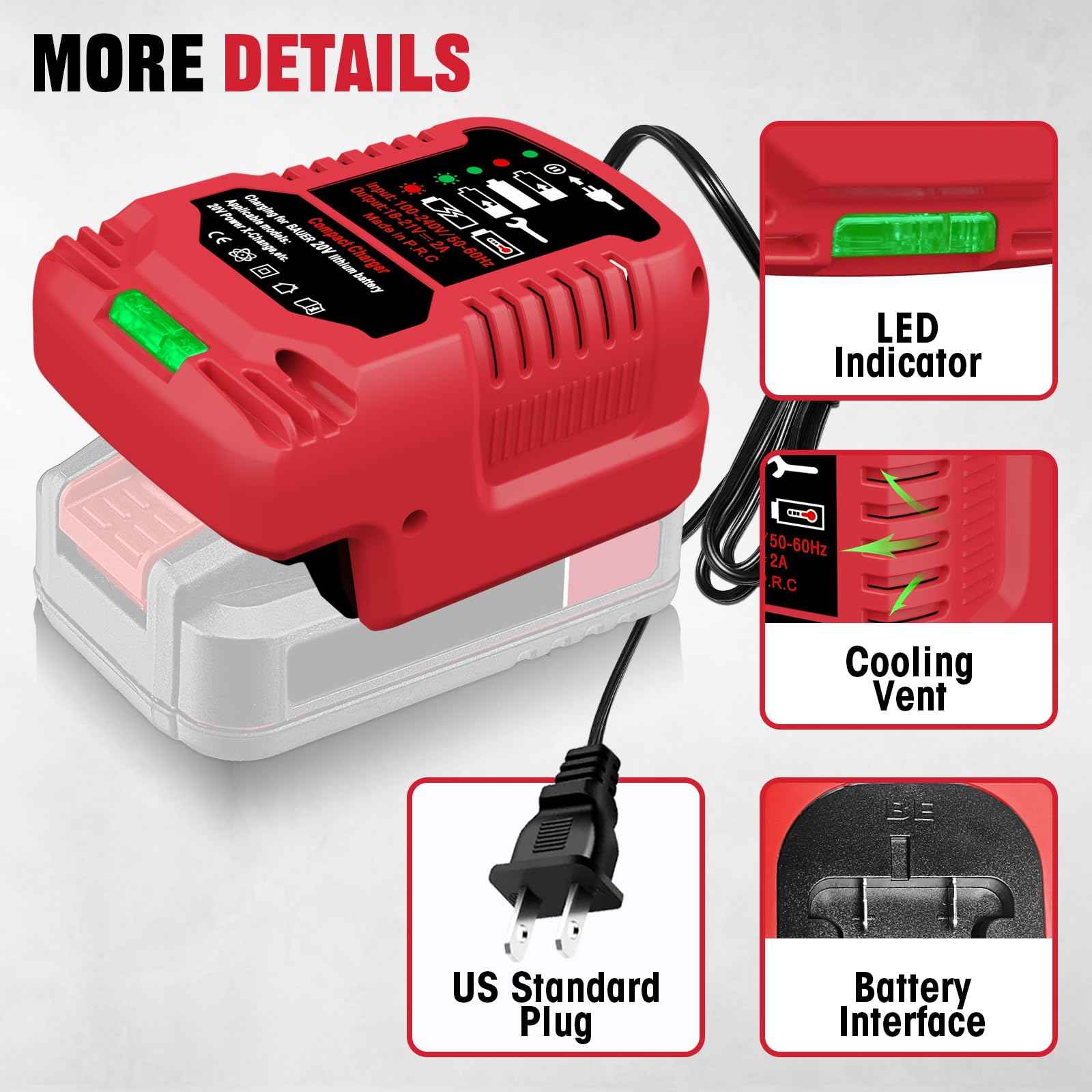 Replacement for Bauer 20V Battery Charger