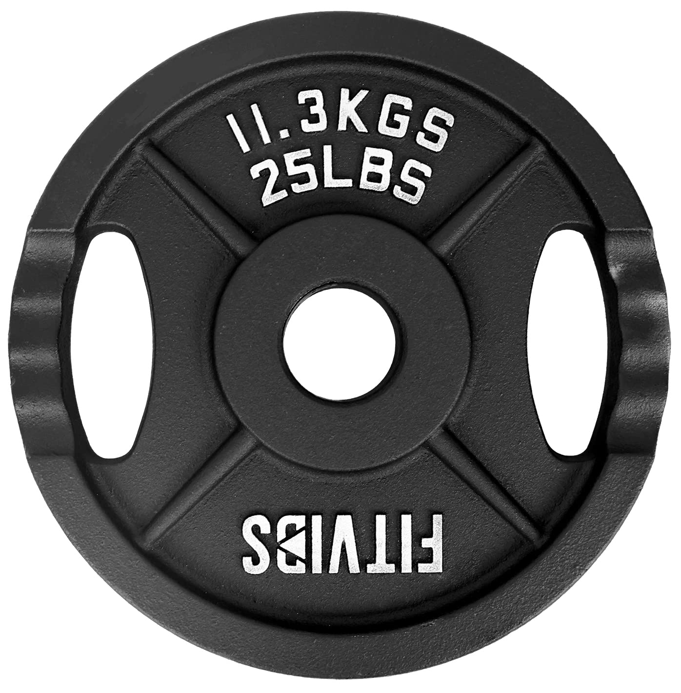 Signature Fitness Olympic 2-Inch Cast Iron Plate Weight Plate for Strength Training and Weightlifting, Style #2, 25LB Pair