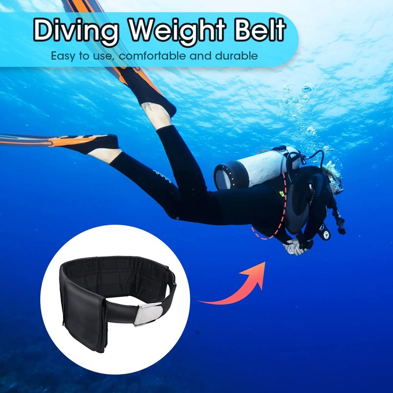 Pluzluce Scuba Weight Belt with 5 Pockets, Quick-Release Buckle Diving Pocket Weight Belt Adjustable Snorkeling Webbing Weight Pouch Belt fit for Waist 32" to 52" Black (Not Including Weights)