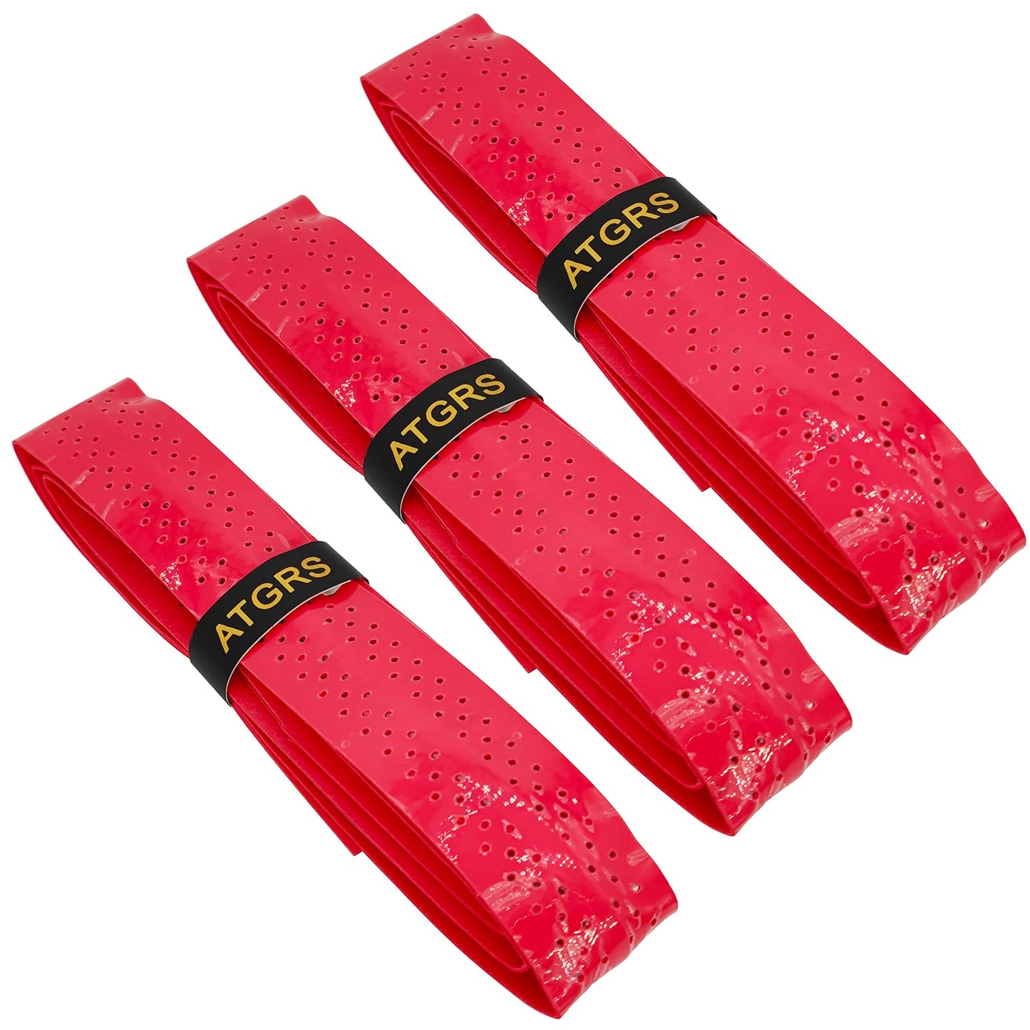 ATGRS Tennis Grip Tacky Tennis Racket Grip Tape Absorbent Anti-Slip Tennis Overgrip for Tennis Badminton Pickleball Racquet Handle Grip with Damping Ridges Overgrips (Red)