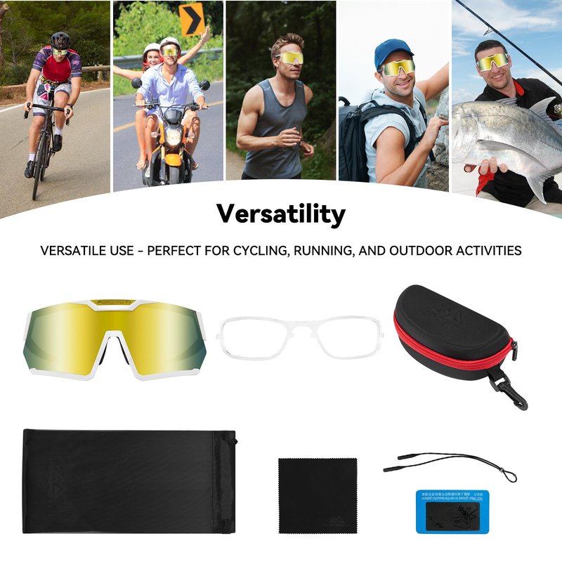 POPOACTI Cycling Sports Sunglasses, Polarized UV400 Protection, Baseball Running Golf Cycling Fishing for Men Women Youth (Gold)
