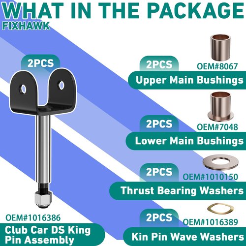 FIXHAWK Club Car Front End King Pin Repair Kit,Suitable for Club Car DS 1981-Up Golf Cart.Replace OEM# 1016386 1010150 1016389 8067 7048