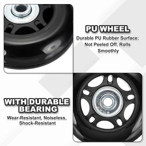MECCANIXITY Luggage Wheels Replacement 68x24mm PU Suitcase Wheels Repair Kit Smooth Trolley Replacement Swivel Caster for Inline Skate Trolley Bag (Black, Pack of 4)